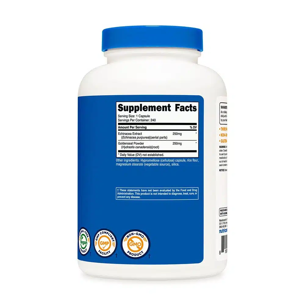 Nutricost - Echinacea & Goldenseal Rod 500 mg, 240 kapsler - Billede 2