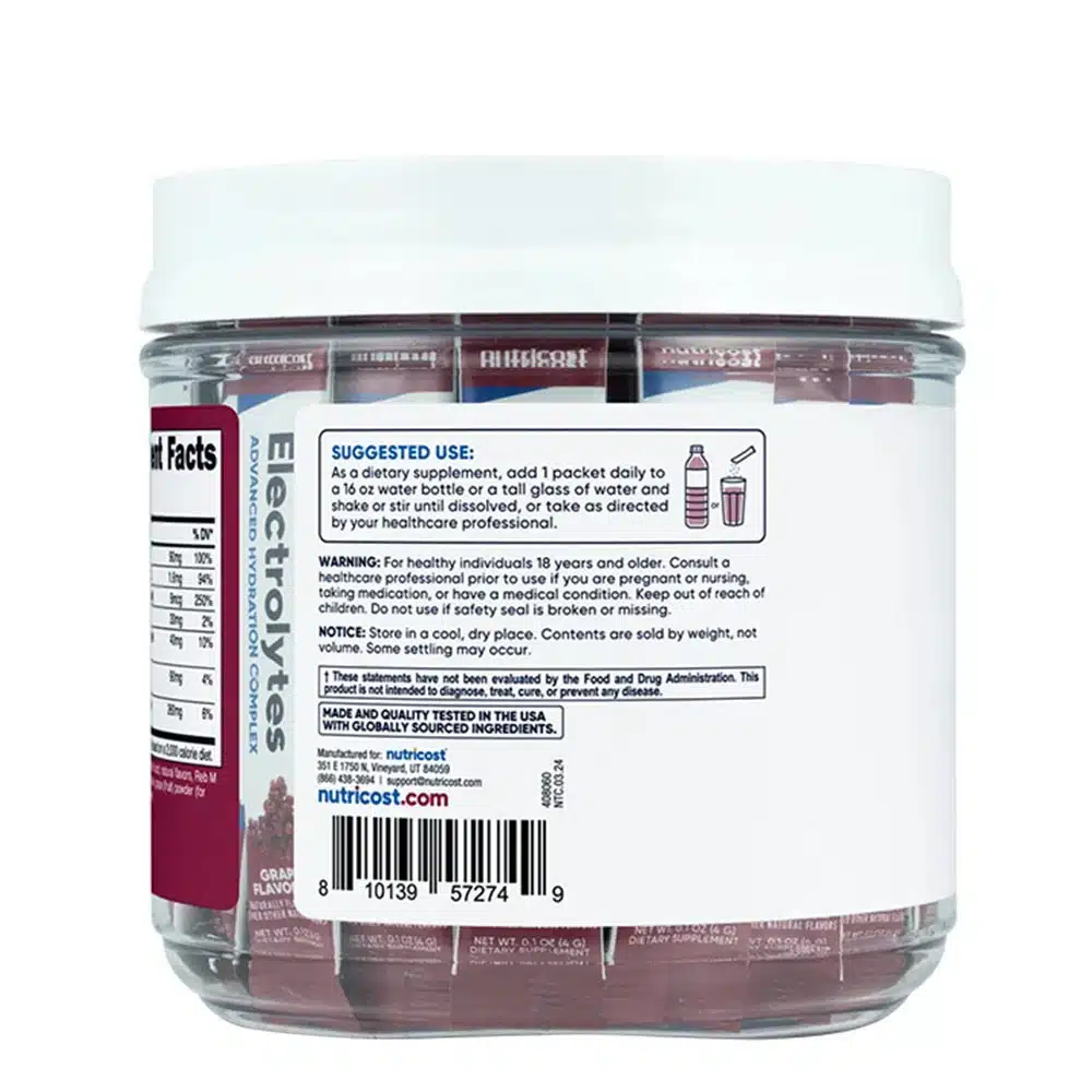 Nutricost - Elektrolytter Hydrering Stick Packs 156 g, Grape - Billede 3