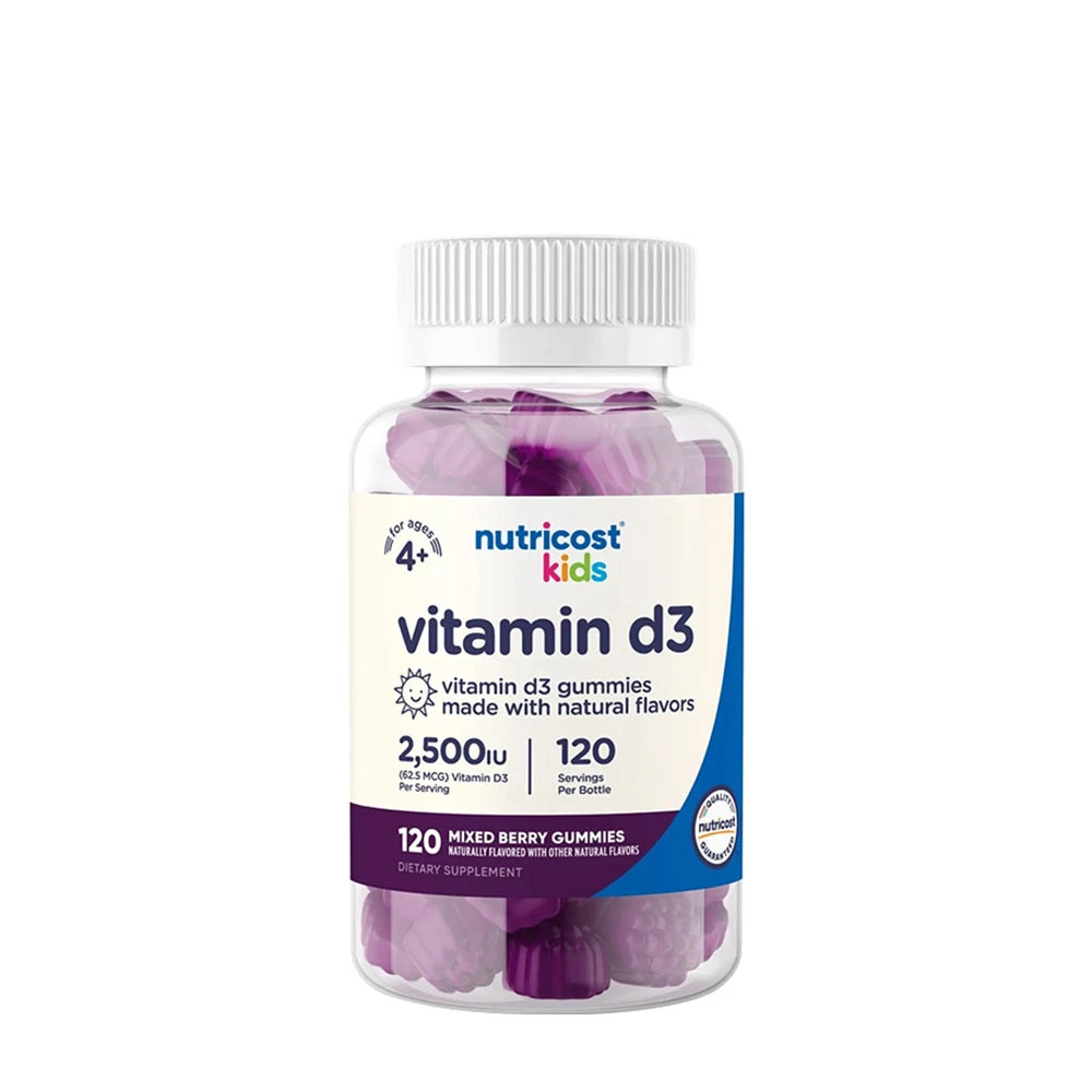Nutricost - Børne Vitamin D3 Vingummier, Blandede Bær 120 stk