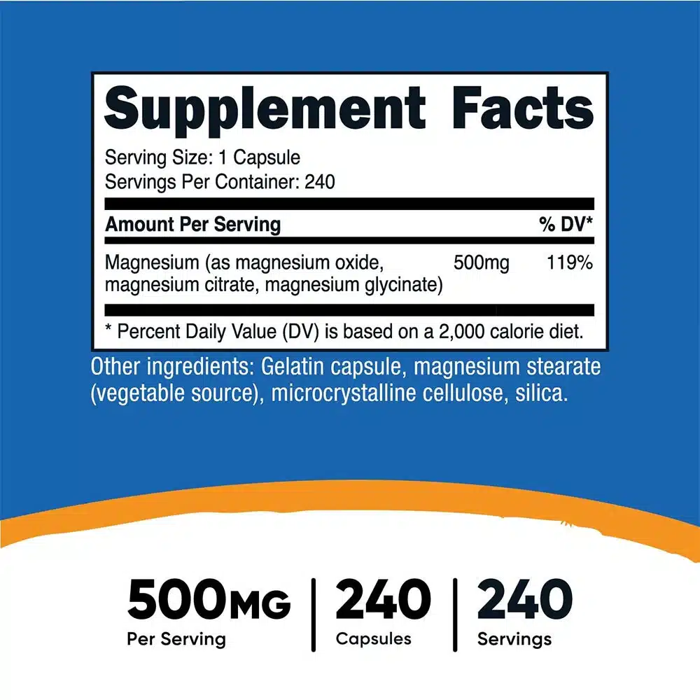 Nutricost - Magnesiumkompleks 500 mg, 240 kapsler - Billede 2