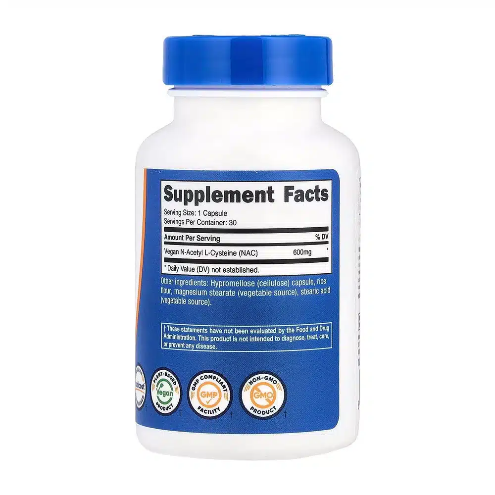 Nutricost - N-Acetyl L-Cystein 600 mg, 30 kapsler - Billede 2