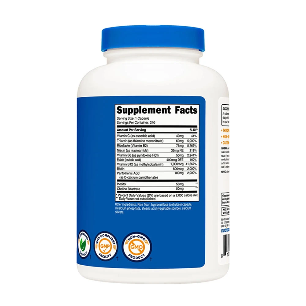 Nutricost - Vitamin B-kompleks 240 kapsler - Billede 2