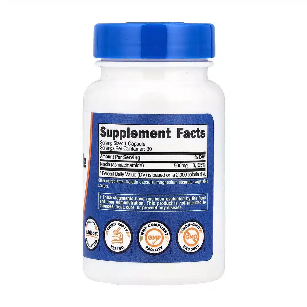 Nutricost - Vitamin B3 Niacinamid 500 mg, 30 kapsler - Billede 2