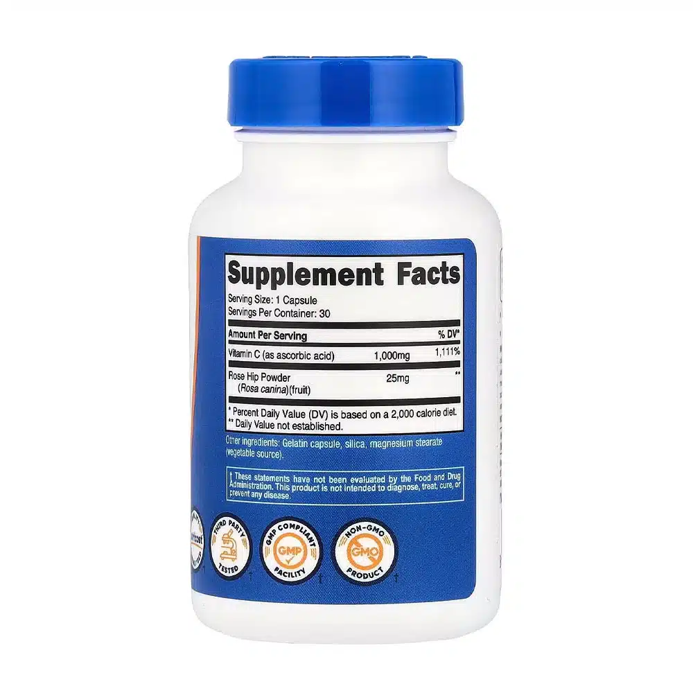 Nutricost - Vitamin C med Hyben Kapsler 30 stk - Billede 2
