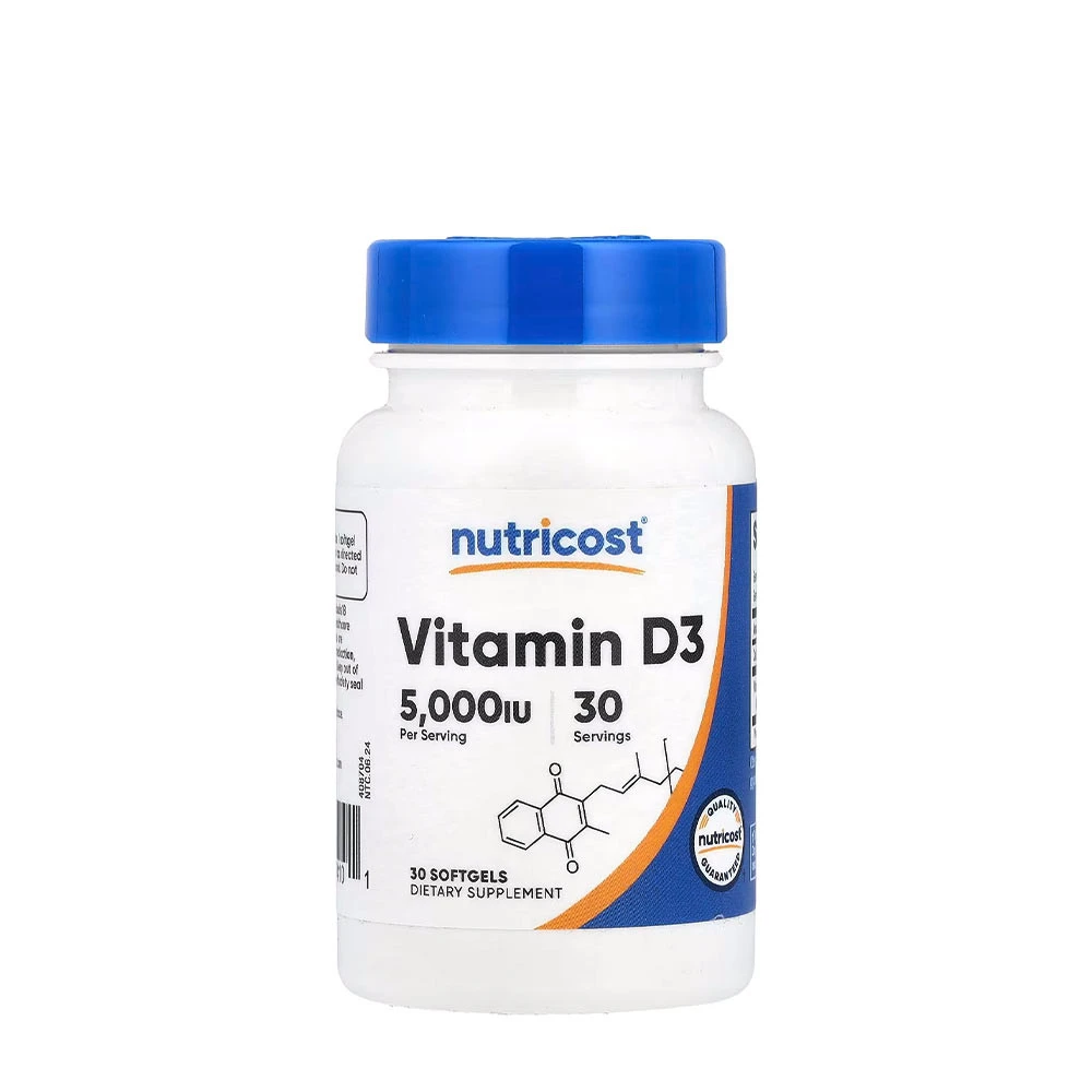 Nutricost - Vitamin D3 5000 IE, 30 bløde kapsler