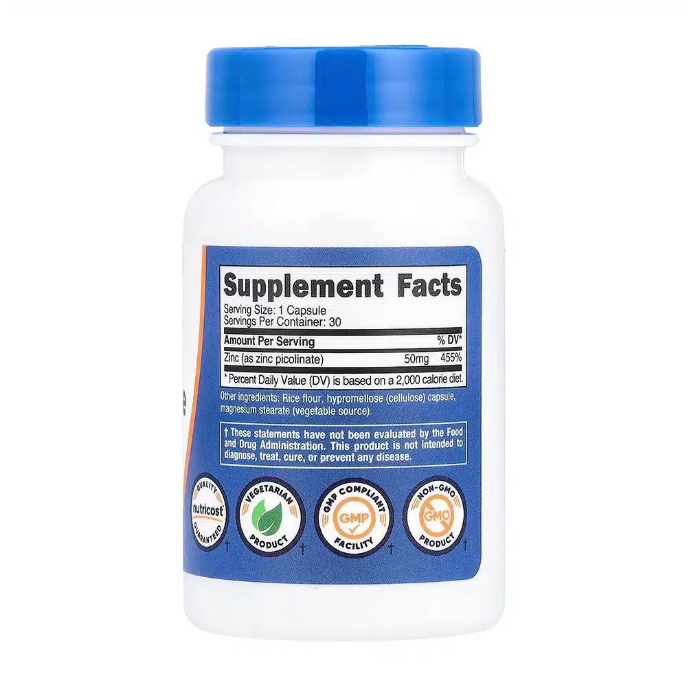 Nutricost - Zinc Picolinate 50 mg, 30 kapsler - Billede 2