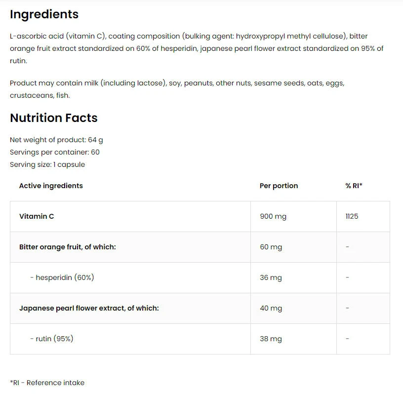 OstroVit - Vitamin C + Hesperidin + Rutin 60 kapsler - Billede 2