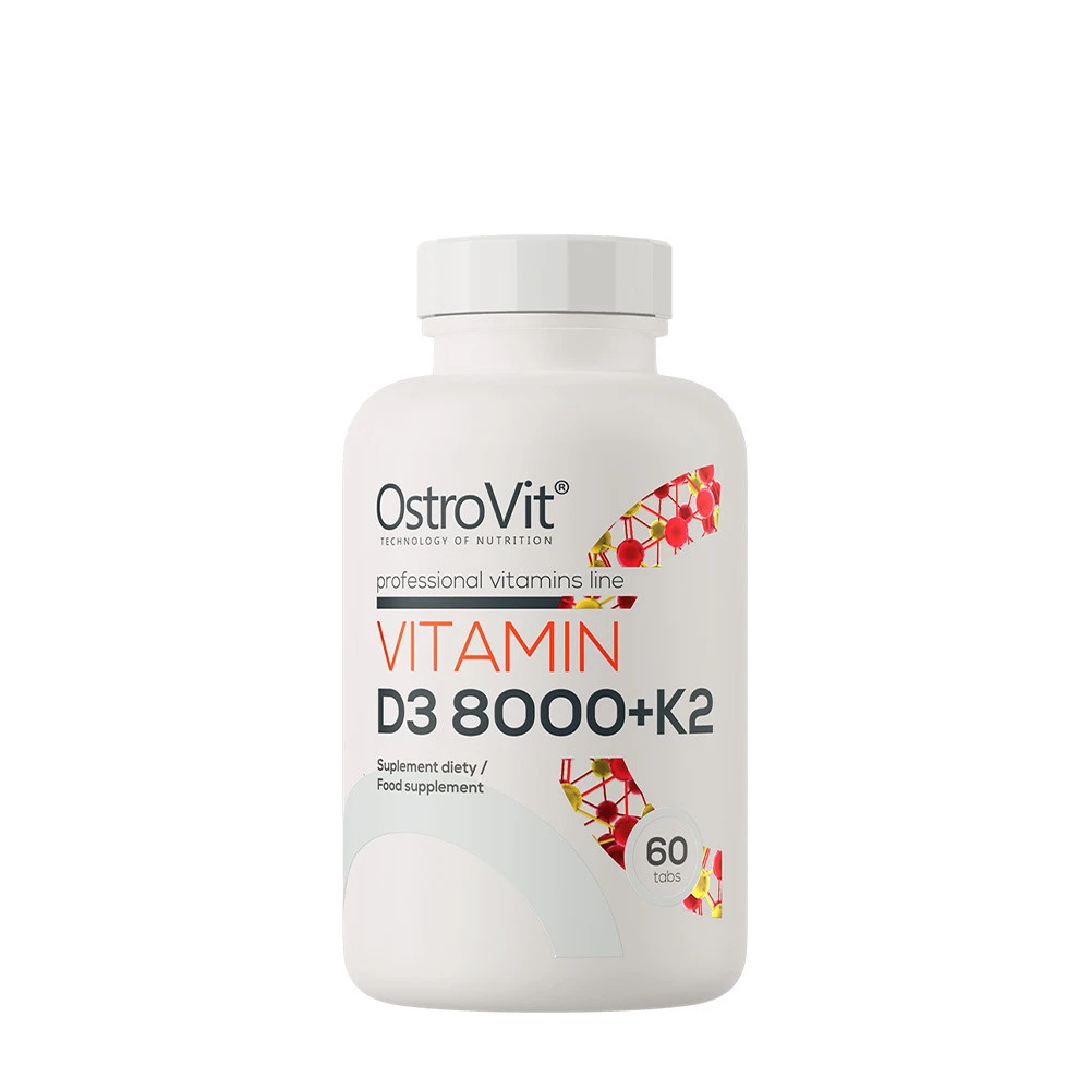 OstroVit - Vitamin D3 8000 IU + K2, 60 tabletter