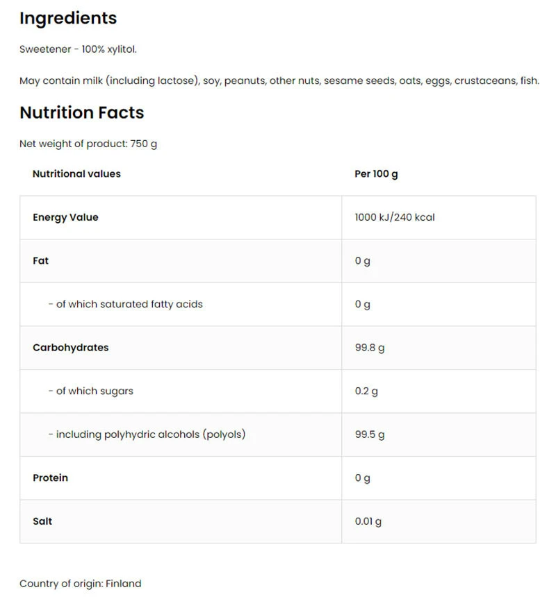 Ostrovit - Xylitol 1000 g - Billede 2