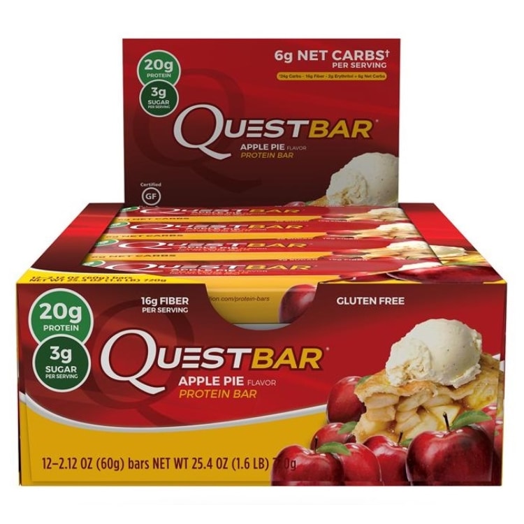 Quest Bar, æbletærte - 12 barer