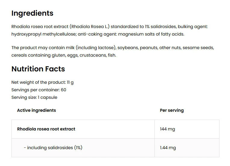 OstroVit – Rhodiola Rosea 60 vcaps - Billede 2