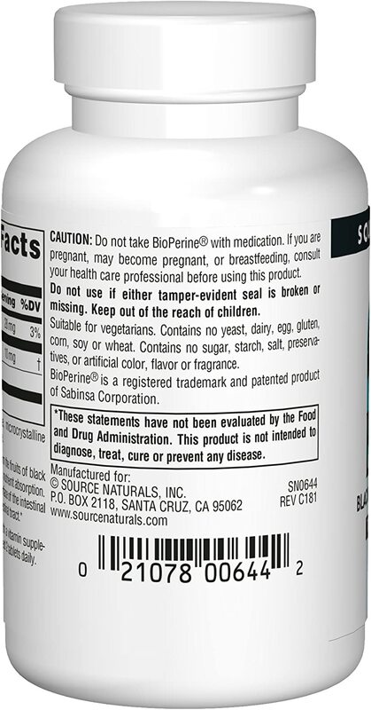 Source Naturals - BioPerine 10 mg, 120 veg. tabletter - Billede 4