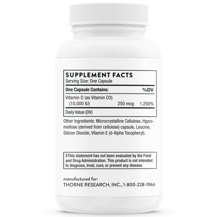 Thorne Research - Vitamin D3 Depot 10000IU, 60 kapsler - Billede 4