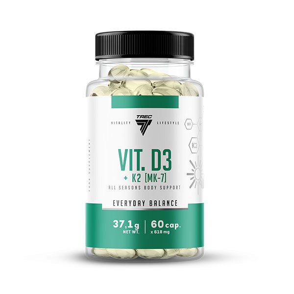 D3-vitamin + K2 MK-7 - 60 kapsler