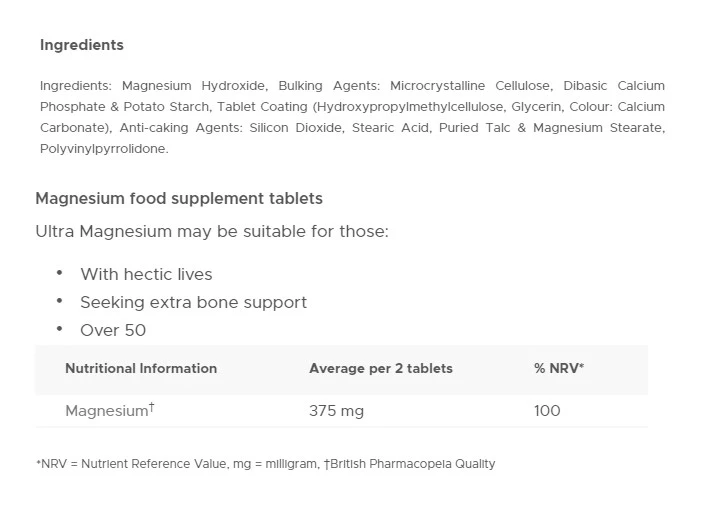 Vitabiotics - Ultra Magnesium 60 tabletter - Billede 2