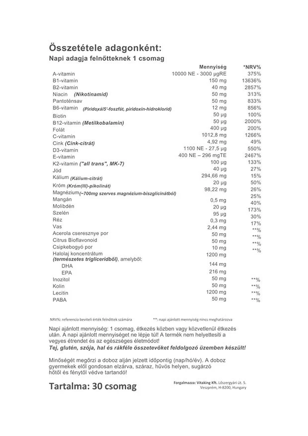 Vitaking - Multivitamin Plus Pack 365, 30 pakker - Billede 3