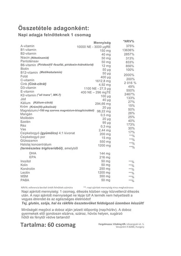 Vitaking - Multivitamin Sport Pack 365, 60 pakker - Billede 3