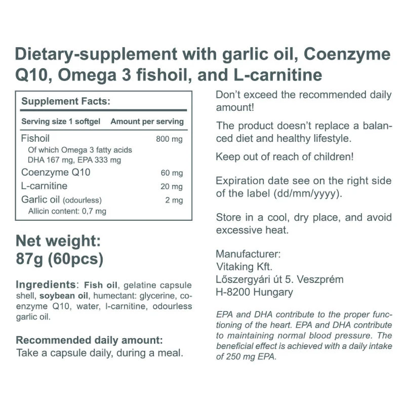 Vitaking - Cardiolic Hjerteunderstøttende Formel 60 Softgels - Billede 3