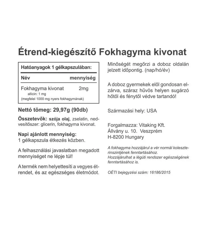 Vitaking - Hvidløgsolie med 15 mg allicin, 90 bløde kapsler - Billede 2