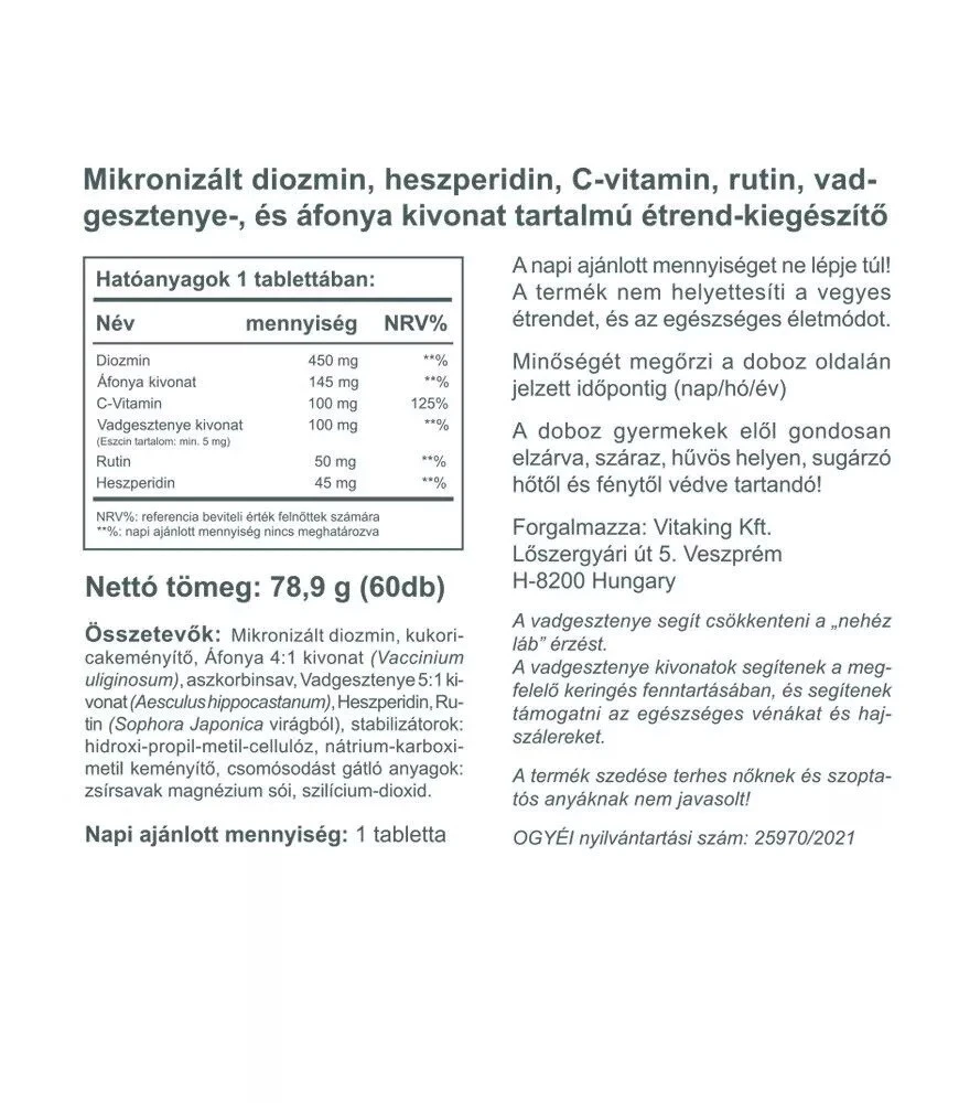 Vitaking - Hestekastanje Kompleks 60 Tabletter - Billede 2