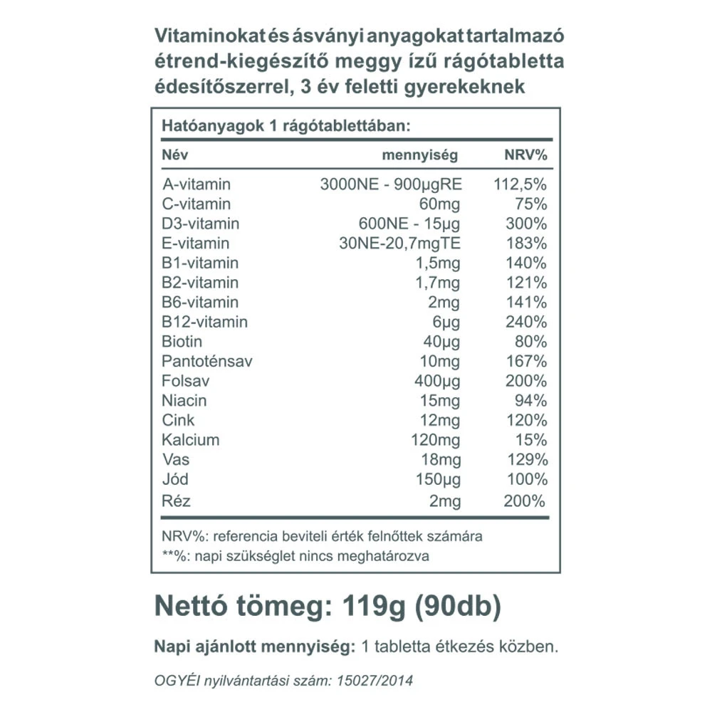 Vitaking - Multivitamin til Børn 90 Tyggetabletter - Billede 3