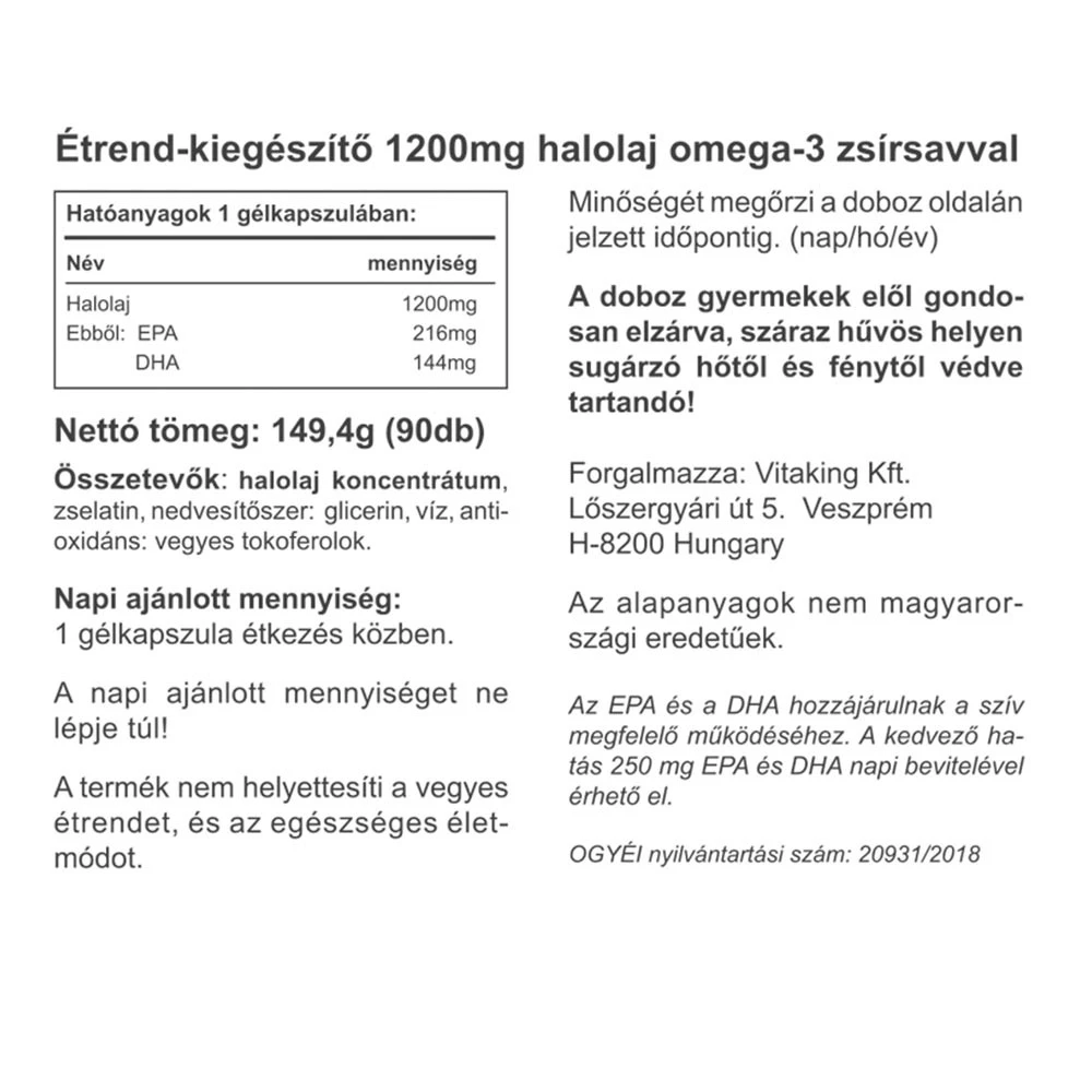 Vitaking - Omega-3 1200 mg (160 gelkapsler) - Billede 2