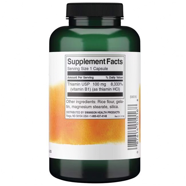 Vitamin B-1 (Thiamin), 100 mg - 250 kapsler - Billede 3