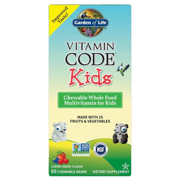 Vitamin Code Kids, tyggetablet-multivitamin til børn, kirsebær - 60 tyggetabletter