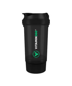 Vitamin360 Wave Shaker (500 ml + 150 ml) (Black)