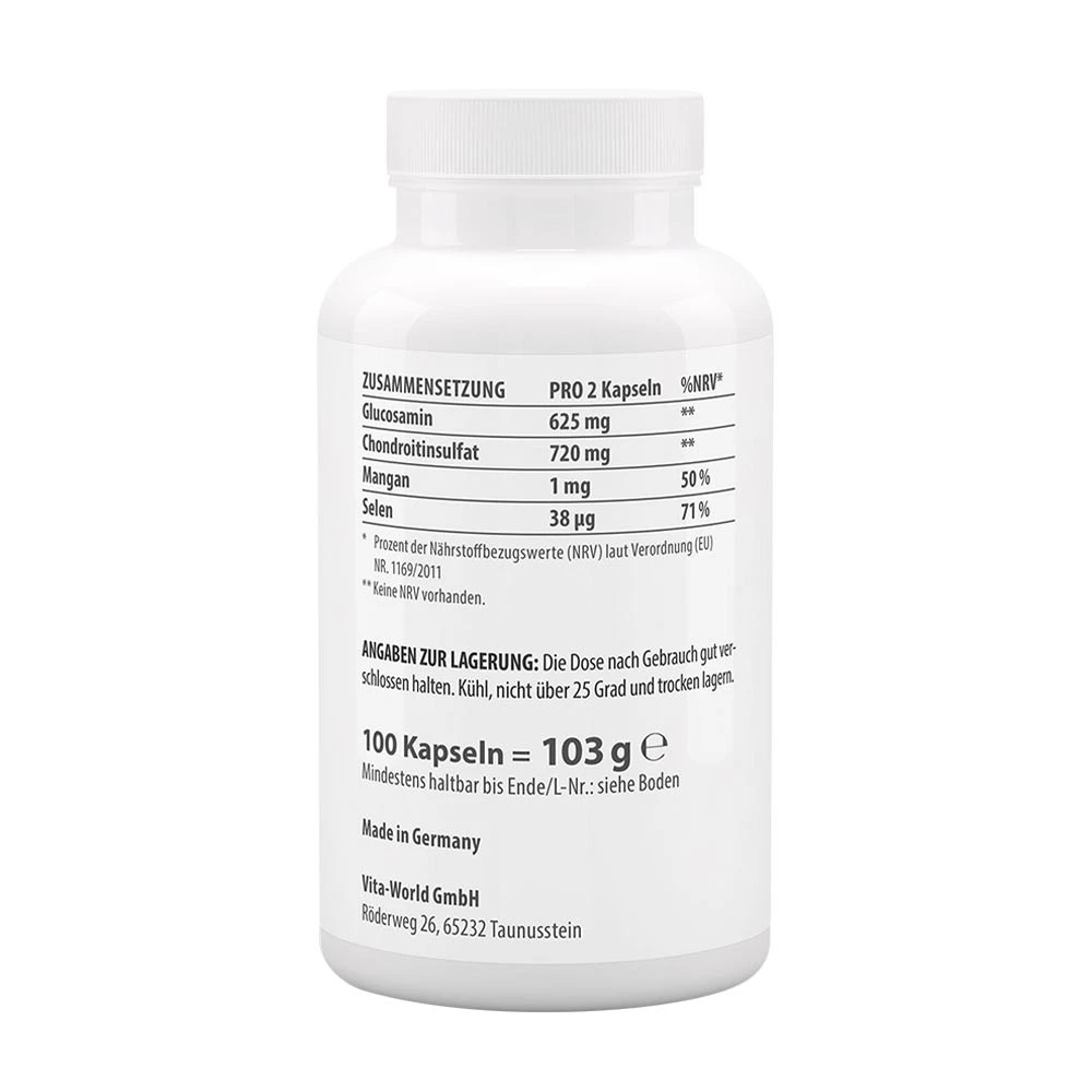 Vitaworld - Glucosamin 500 + Chondroitin 400, 100 kapsler - Billede 2