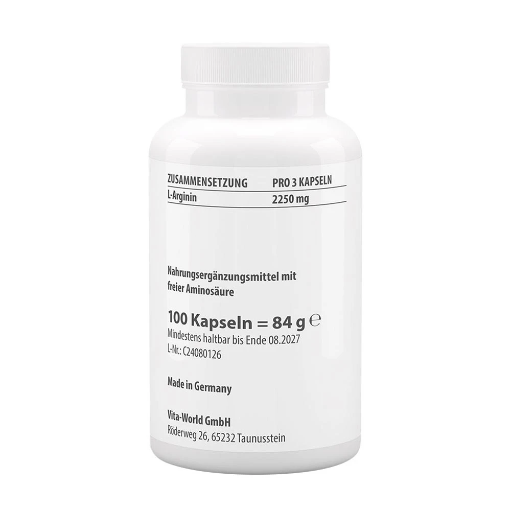 Vitaworld - L-arginin 750 mg (100 kapsler) - Billede 2