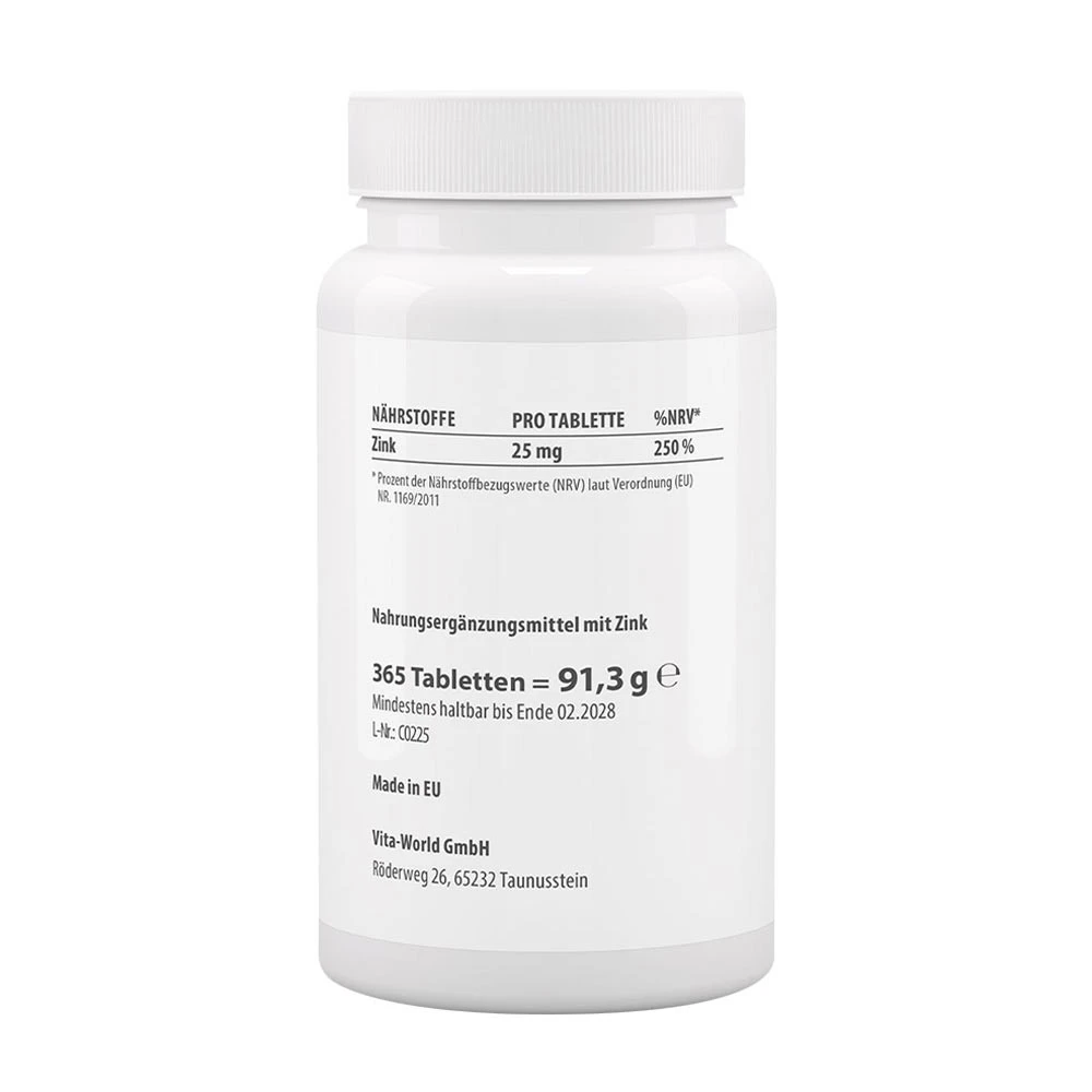 Vitaworld - Zink 25 mg (365 tabletter) - Billede 2