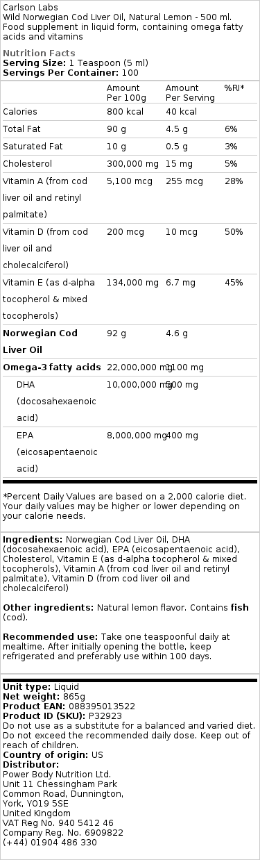 1100mg Natural Lemon - 500 ml.