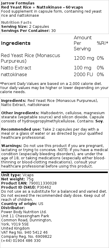 rød gærris + nattokinase - 60 kapsler - Billede 2