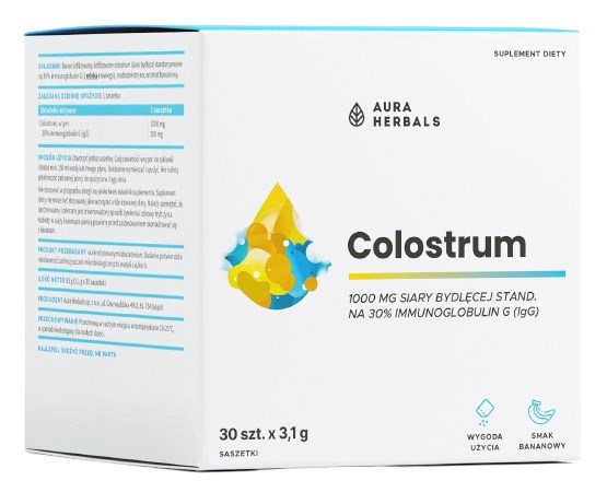 Aura Herbals - Colostrum 1000 mg banansmag, sachets 30 stk