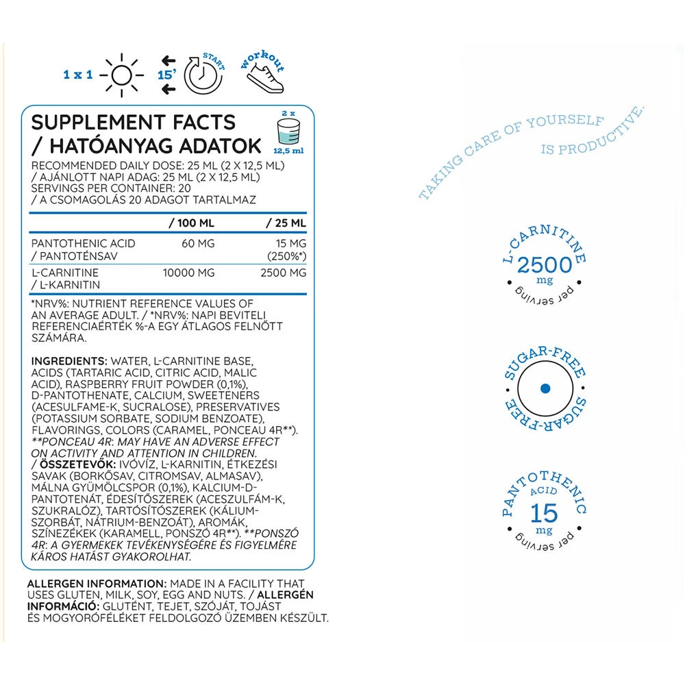 Nutriversum - Flow Liquid L-Carnitine 500 ml, Hindbær