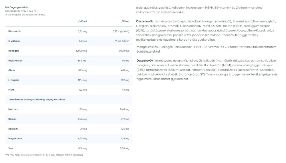 Nutriversum - Liquid MSM+C Hyaluron Collagen til kvinder, Mango 500 ml