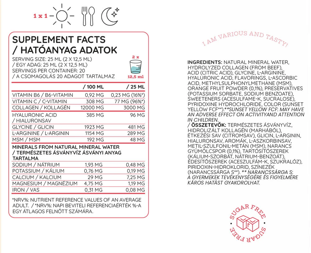 Nutriversum - Liquid MSM+C Hyaluron Collagen WOMEN 500 ml, Orange