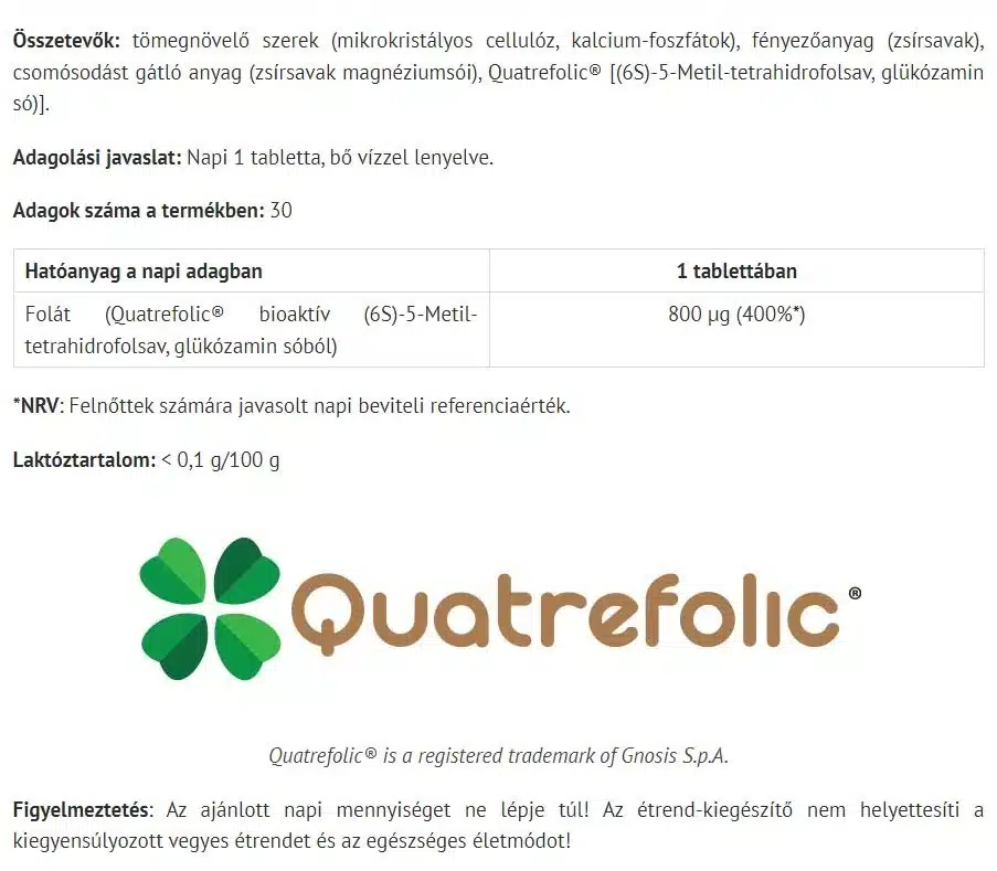 Natur Tanya - Bioaktivt folat 30 tabletter - Billede 2