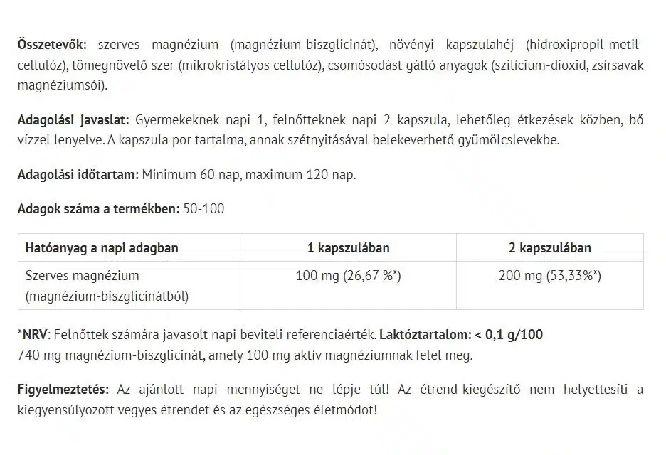 Natur Tanya - Magnesium Bisglycinat (90+10 kapsler) - Billede 2