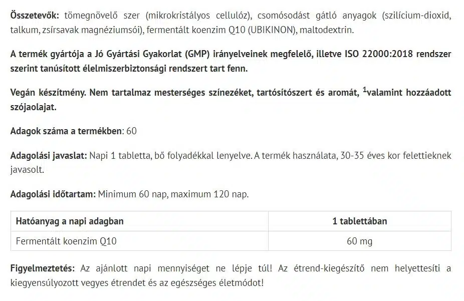 Natur Tanya - Økologisk Coenzym Q10 60 tabletter - Billede 2