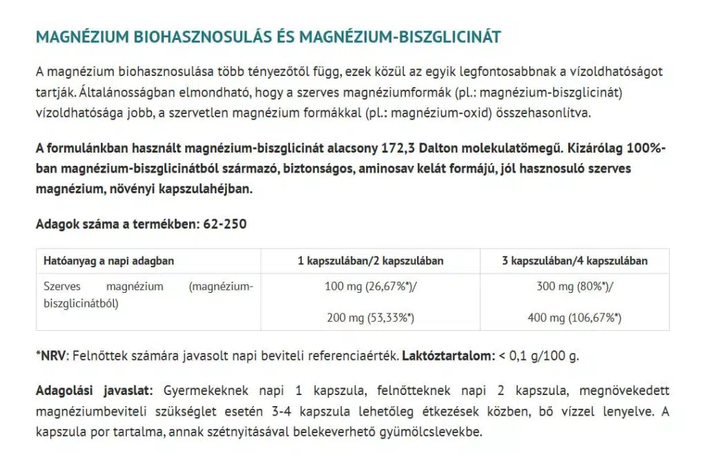 Natur Tanya - Vegansk magnesiumbisglycinat 250 kapsler - Billede 2