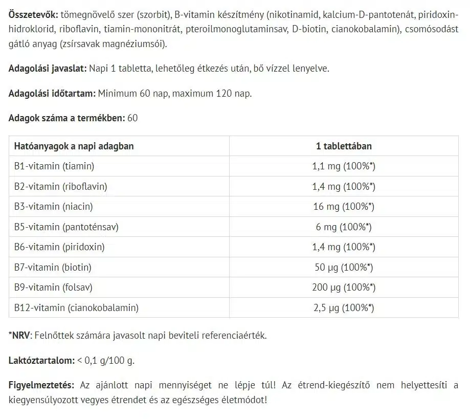 Natur Tanya - Vegansk B-kompleks + 60 tabletter - Billede 2