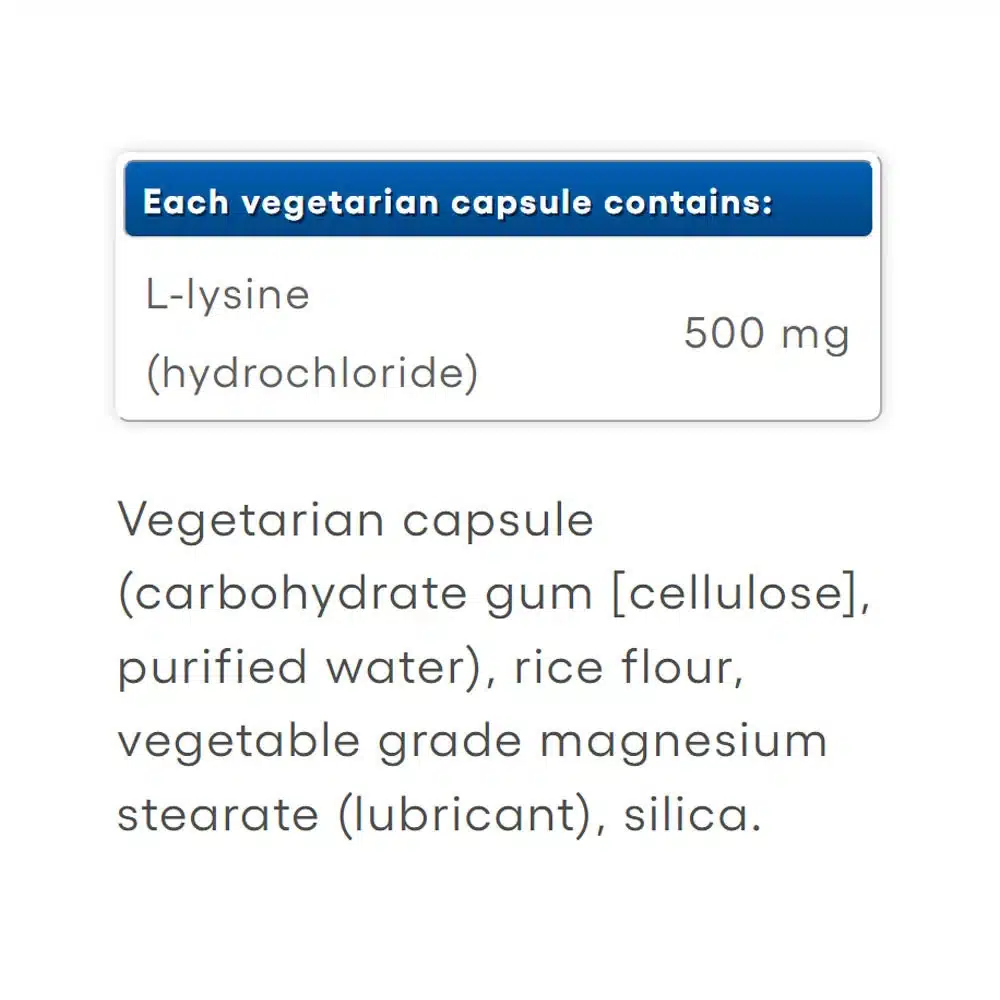 Natural Factors - L-Lysin Aminosyre 500 mg (90 Kapsler) - Billede 2