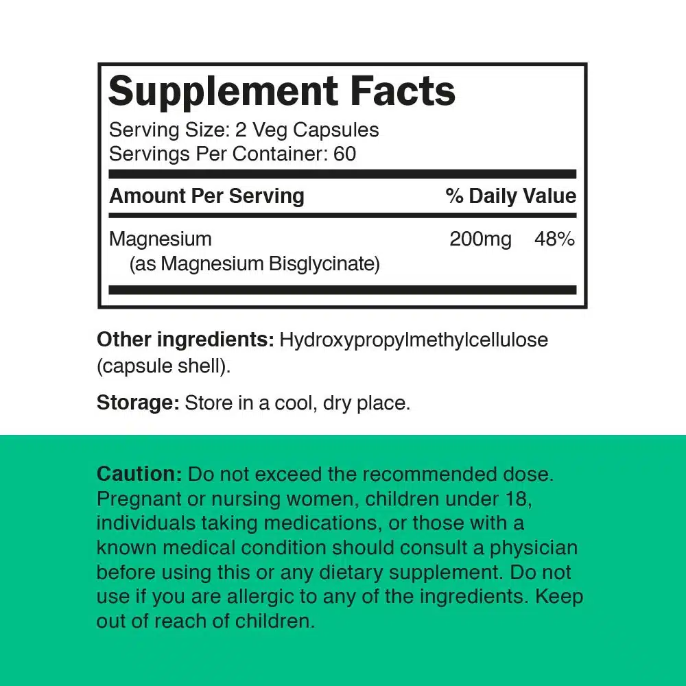Vitamin360 - Magnesium bisglycinat 200 mg, 120 vegetabilske kapsler - Billede 2