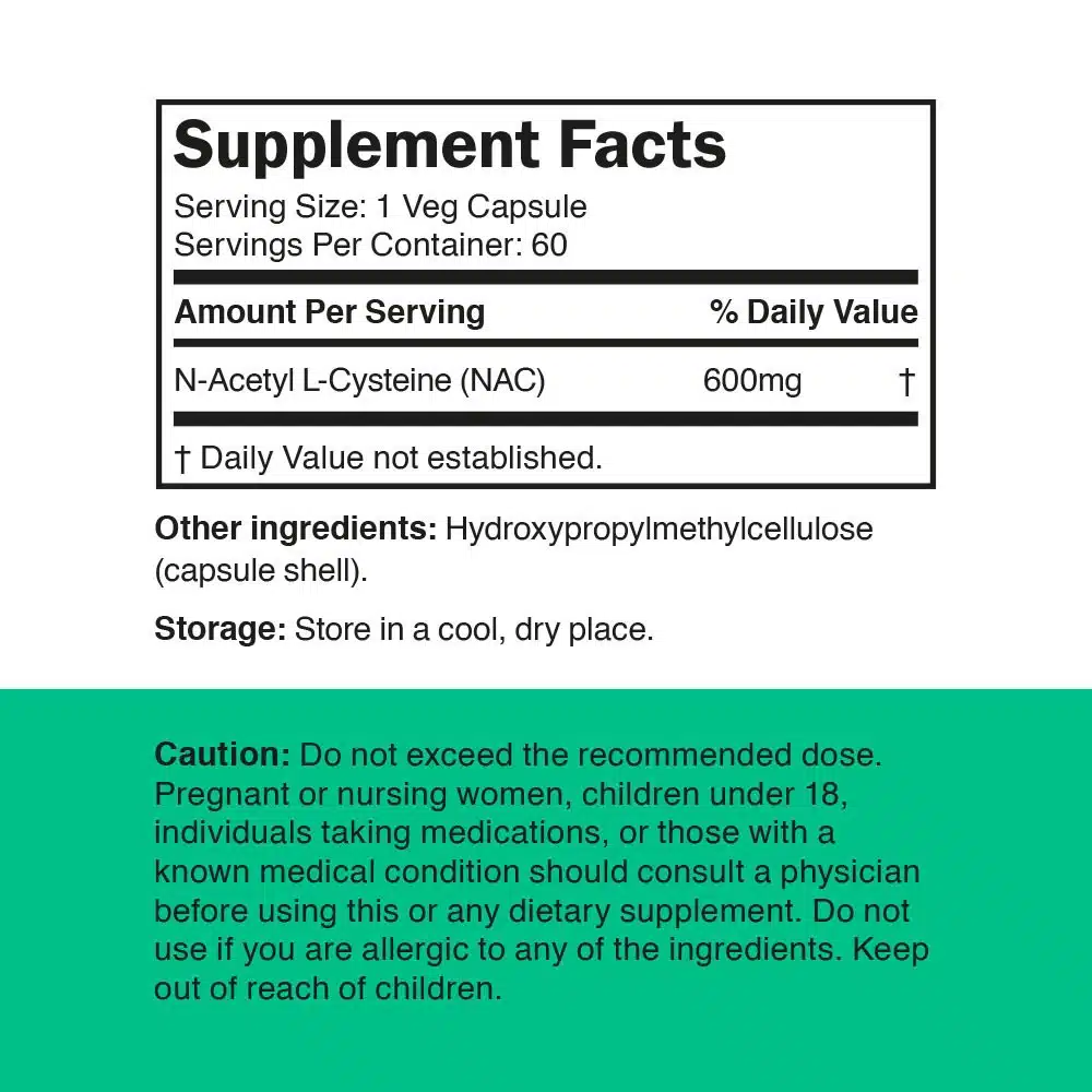 Vitamin360 - N-acetyl-L-cystein 600 mg (60 vegetabilske kapsler) - Billede 2