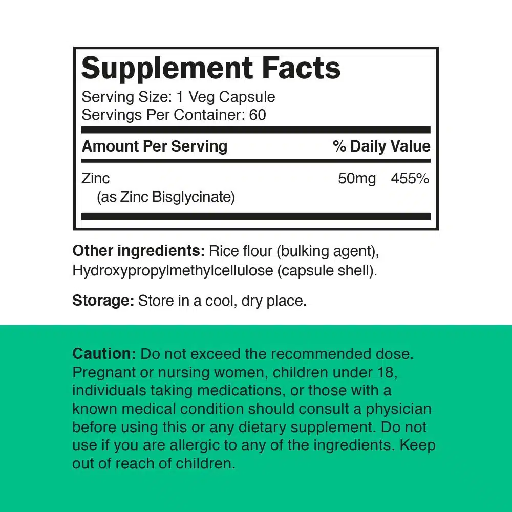 Vitamin360 - Zinkbisglycinat 50 mg, 60 vegetabilske kapsler - Billede 2