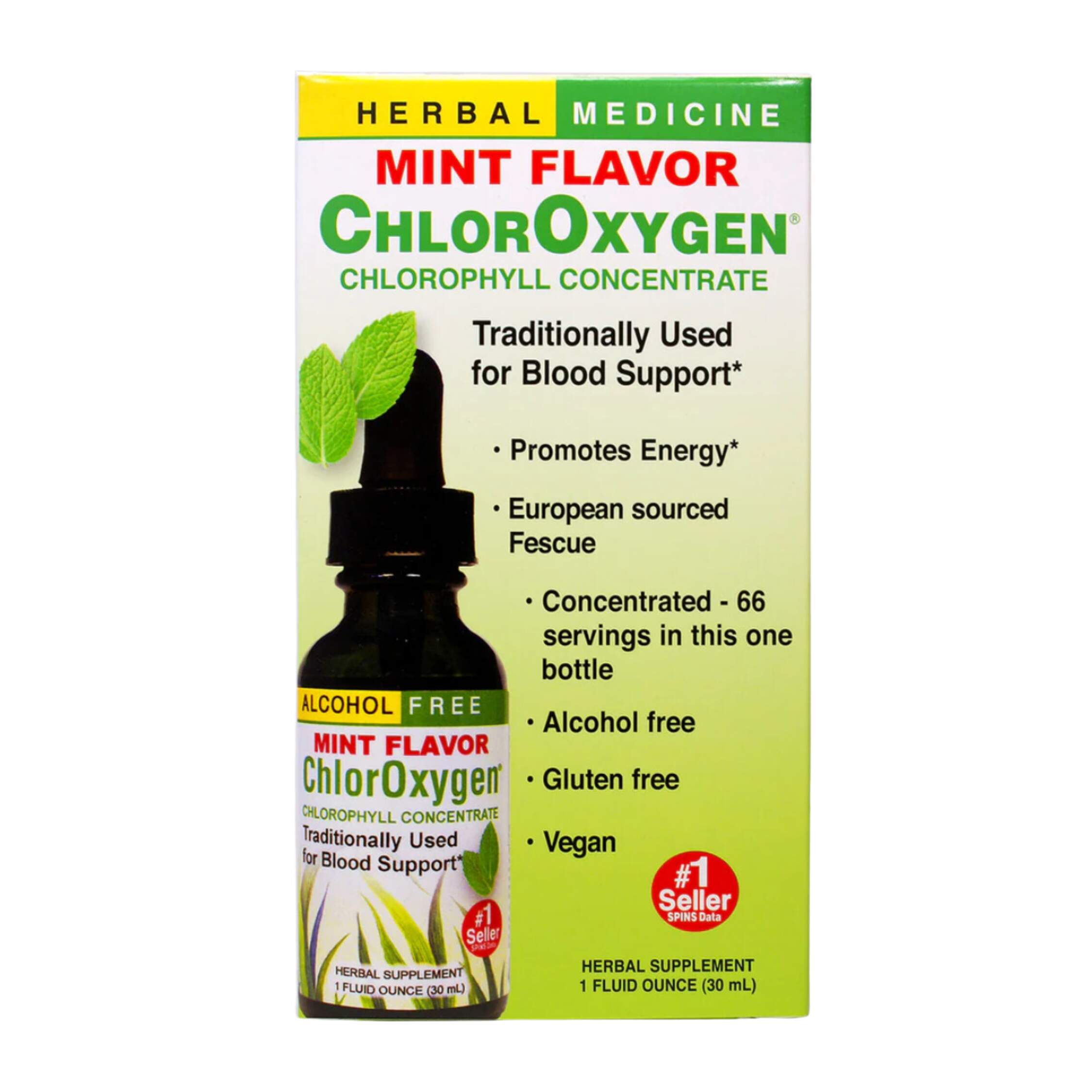 Herbs Etc. - ChlorOxygen® Chlorophyll Concentrate Mint Alcohol Free Liquid Extract 30ml