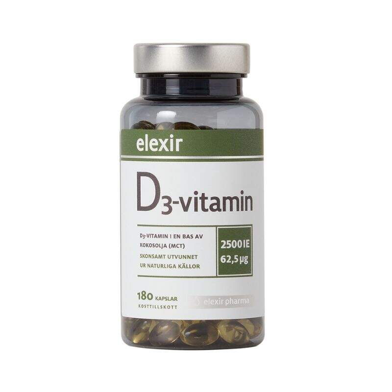 Elexir Pharma - D3-vitamin 180 kapslar 2500 IE