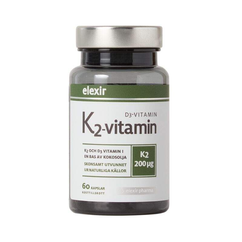 Elexir Pharma - K2+D3 200 mcg 60 kapslar